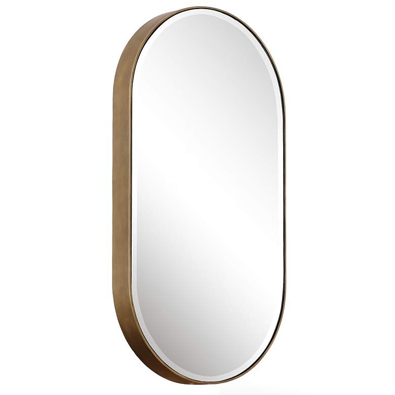 Image 5 Lago Antiqued Golden Bronze 21 1/4" x 40" Oval Wall Mirror more views