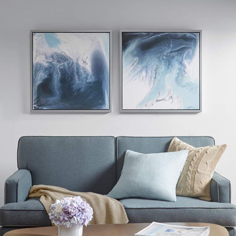 Image 1 Lagoon 25 1/2" Square 2-Piece Framed Canvas Wall Art Set