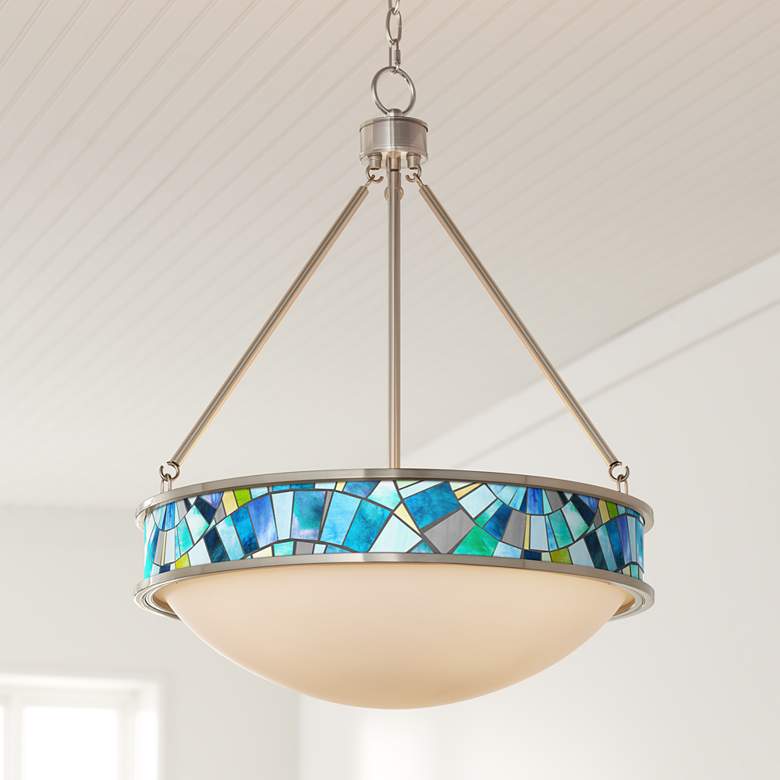 Image 1 Lagos Mosaic 20 1/2 inch Wide Brushed Nickel Pendant Light