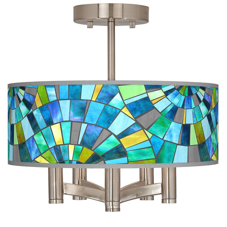 Image 1 Lagos Mosaic Ava 5-Light Nickel Ceiling Light