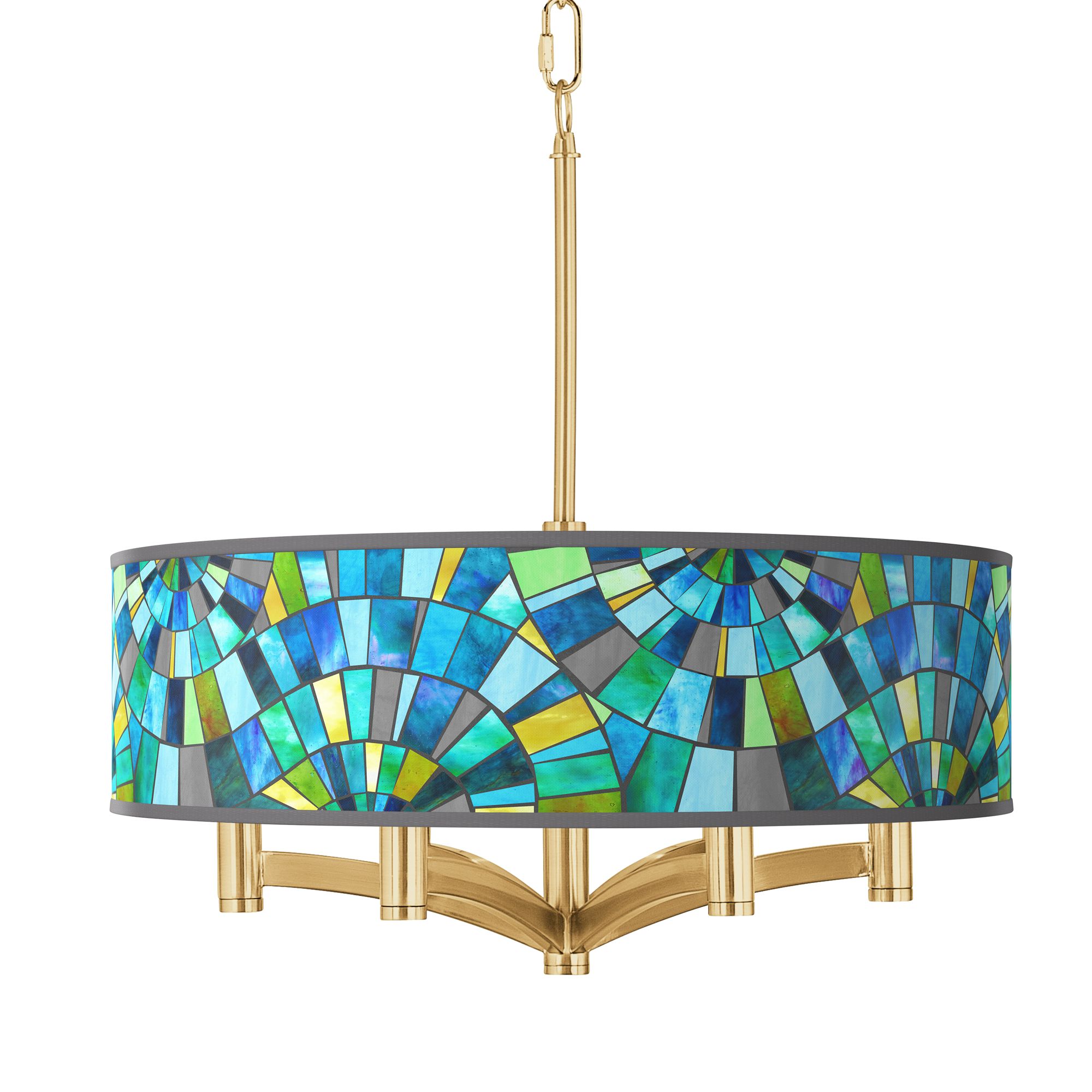 Image Lagos Mosaic Ava 6-Light Gold Pendant Chandelier