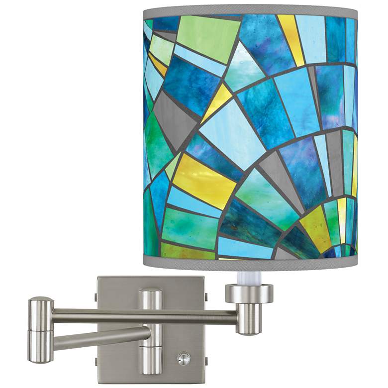 Image 1 Lagos Mosaic Brushed Nickel Plug-In Swing Arm Wall Lamp