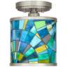 Lagos Mosaic Cyprus 7" Wide Brushed Nickel Ceiling Light