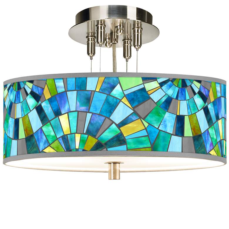 Image 1 Lagos Mosaic Giclee 14 inch Wide Ceiling Light