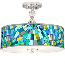 Image1 of Lagos Mosaic Giclee 16" Wide Semi-Flush Ceiling Light
