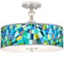 Lagos Mosaic Giclee 16" Wide Semi-Flush Ceiling Light