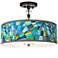 Lagos Mosaic Giclee 16"W Black Semi-Flush Ceiling Light