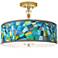 Lagos Mosaic Giclee 16"W Gold Semi-Flush Ceiling Light