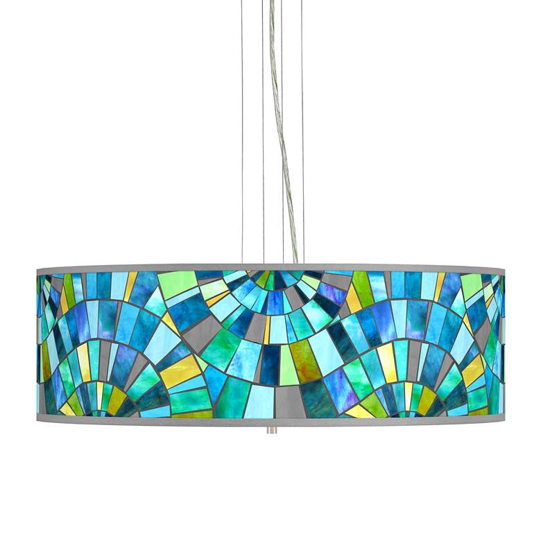 Image 1 Lagos Mosaic Giclee 24 inch Wide 4-Light Pendant Chandelier