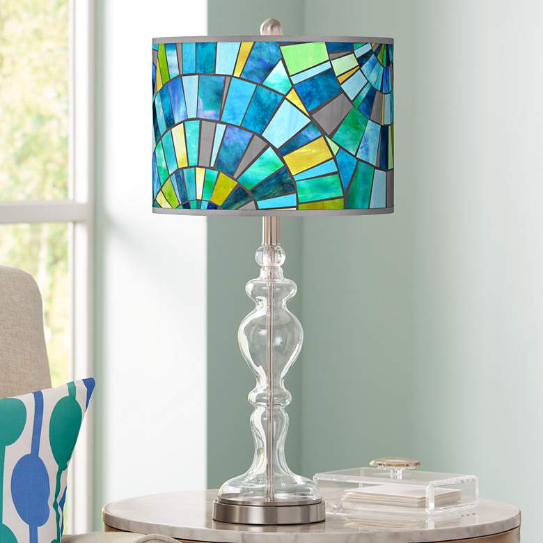 Image 1 Lagos Mosaic Giclee Apothecary Clear Glass Table Lamp