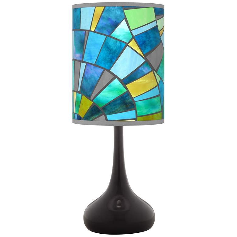 Image 1 Lagos Mosaic Giclee Black Droplet Table Lamp
