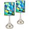 Lagos Mosaic Giclee Droplet Modern Table Lamps Set of 2