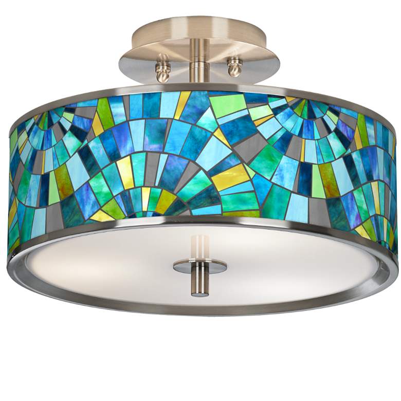 Lagos Mosaic Giclee Glow 14&quot; Wide Ceiling Light