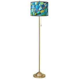 Image2 of Lagos Mosaic Giclee Warm Gold Stick Floor Lamp