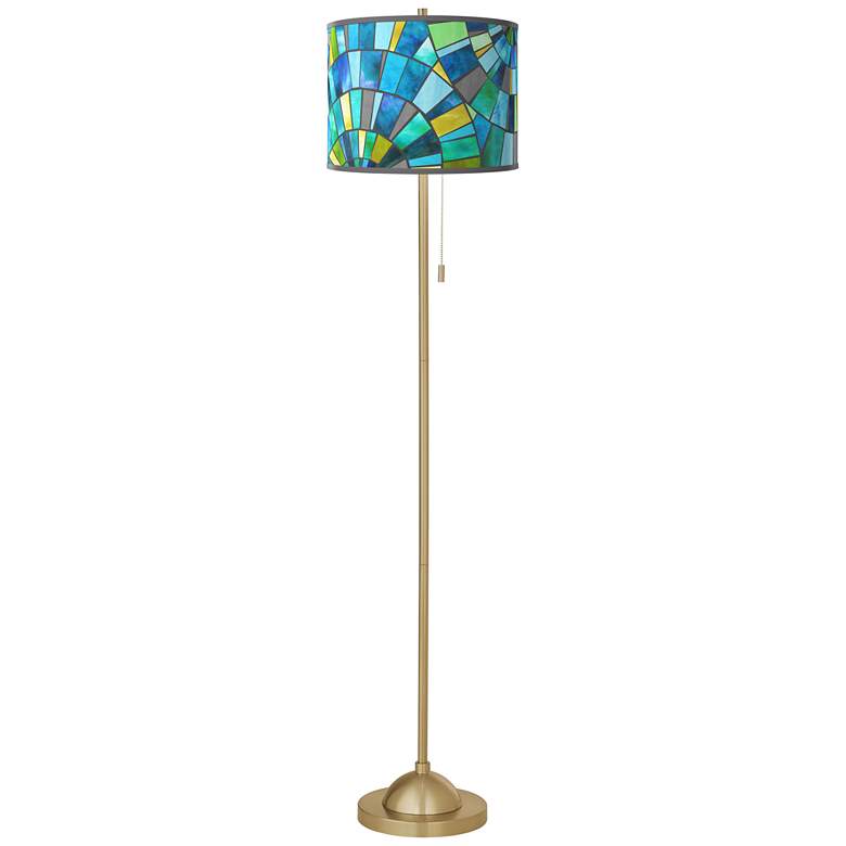 Image 2 Lagos Mosaic Giclee Warm Gold Stick Floor Lamp