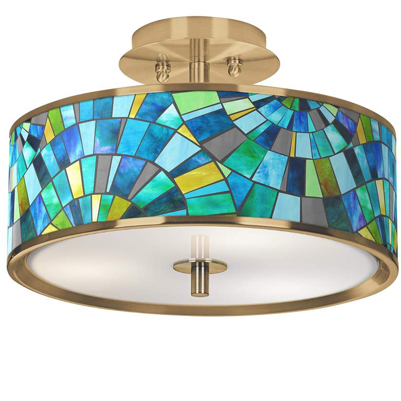 Image 1 Lagos Mosaic Gold 14" Wide Ceiling Light