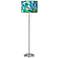 Lagos Mosaic Pattern Giclee Shade Brushed Nickel Garth Modern Floor Lamp