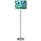 Lagos Mosaic Pattern Giclee Shade Brushed Nickel Garth Modern Floor Lamp