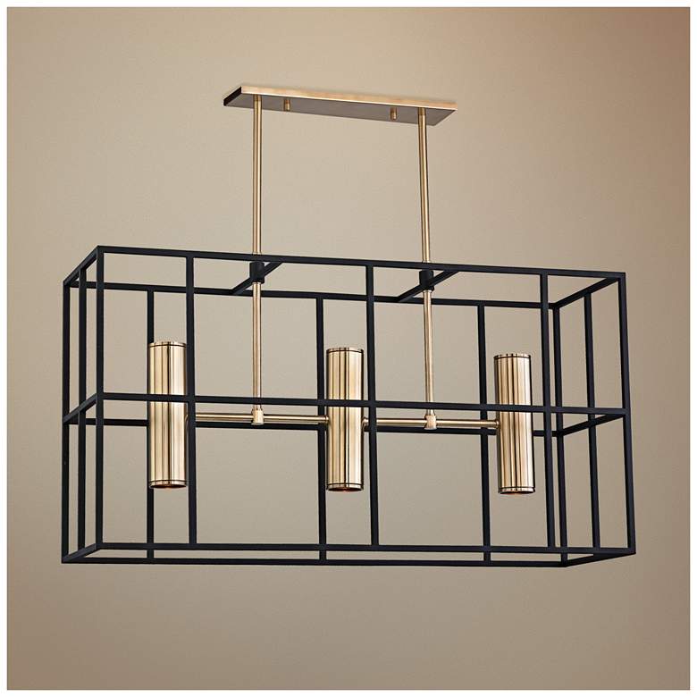 Image 1 Lagrange 13 3/4 inchW Brass Black Kitchen Island Light Pendant