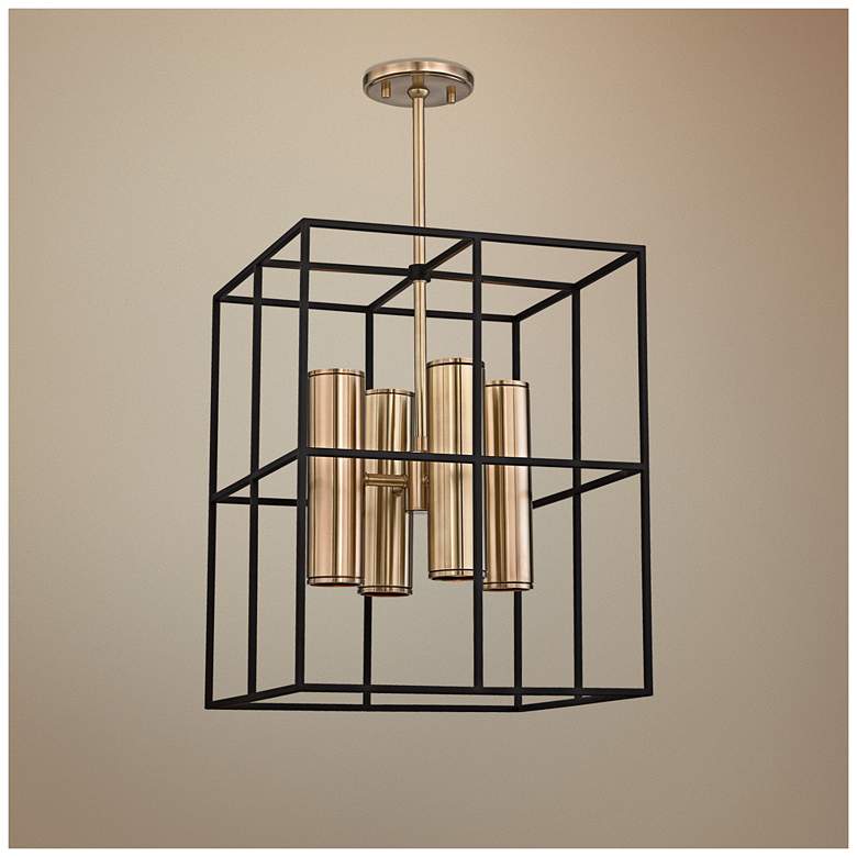 Image 1 Lagrange 18" Wide Aged Brass and Black Pendant Light