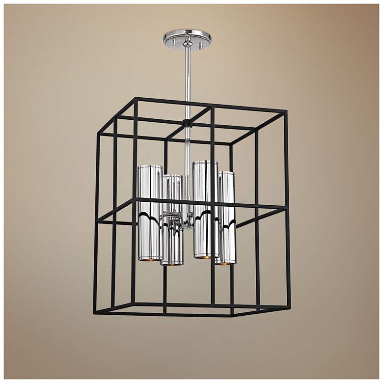 Image 1 Lagrange 18" Wide Polished Nickel and Black Pendant Light