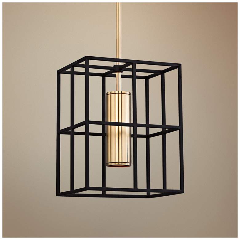 Image 1 Lagrange 9 1/2" Wide Aged Brass and Black Mini Pendant