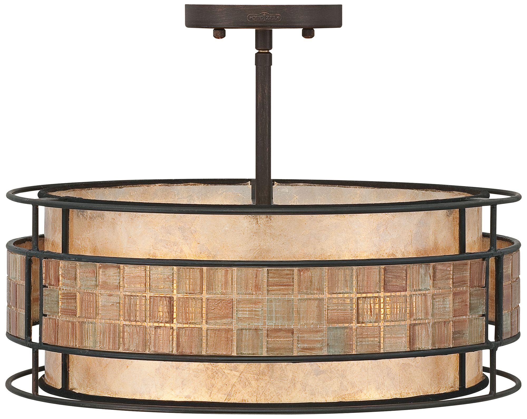 Laguna 16"W Renaissance Copper Ceiling Light w/ Glass Shade U7433