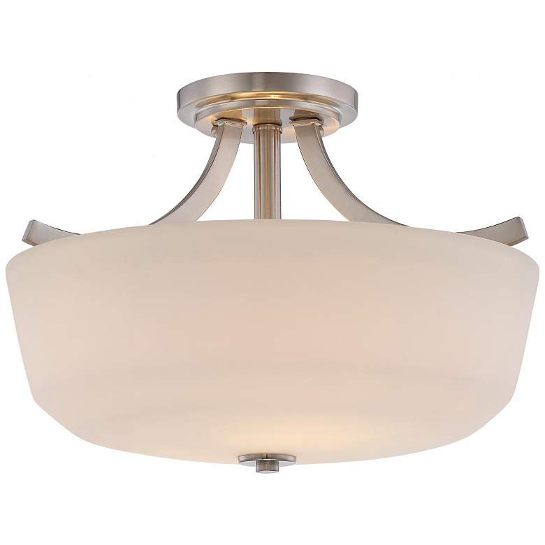 Image 1 Laguna; 2 Light; Semi-Flush with White Glass