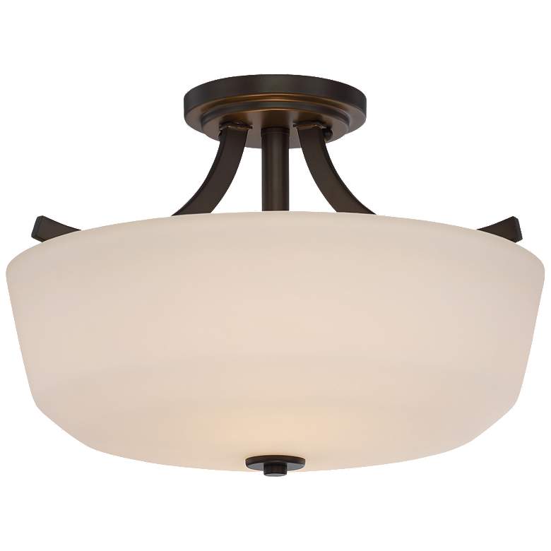 Image 1 Laguna; 2 Light; Semi-Flush with White Glass