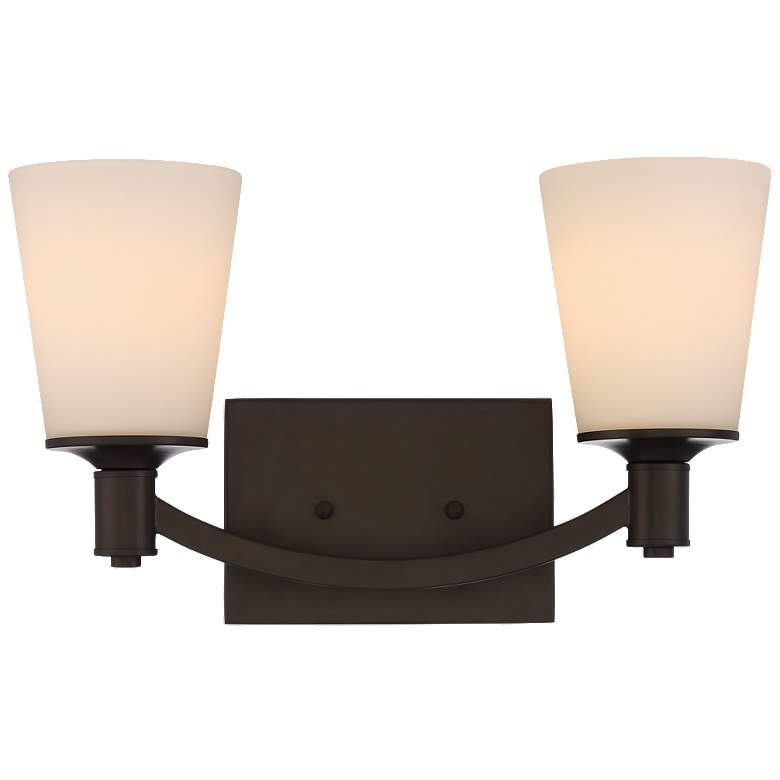 Image 1 Laguna; 2 Light; Vanity with White Glass