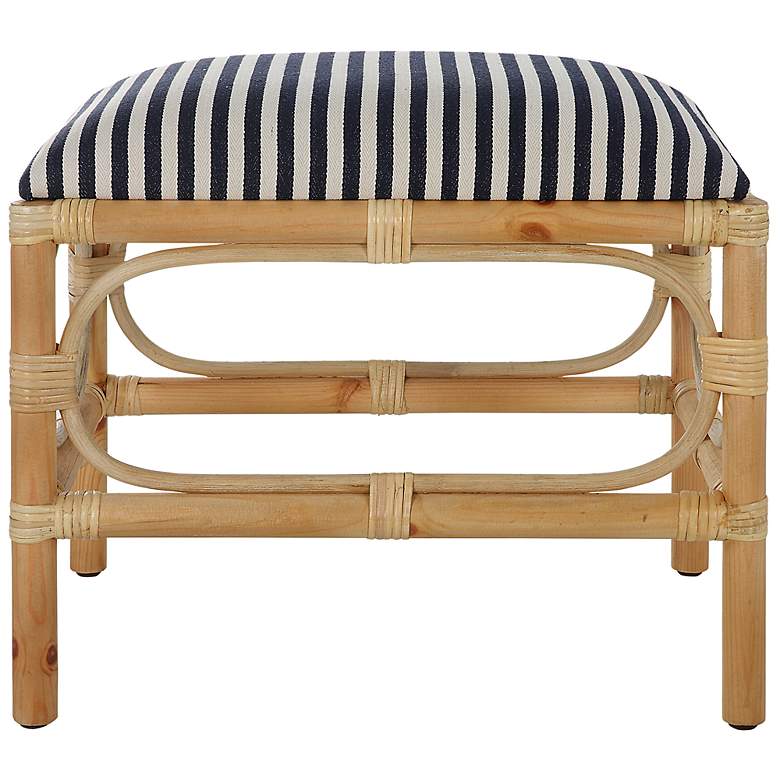 Image 2 Laguna 24" Wide Navy and White Striped Small Accent Bench