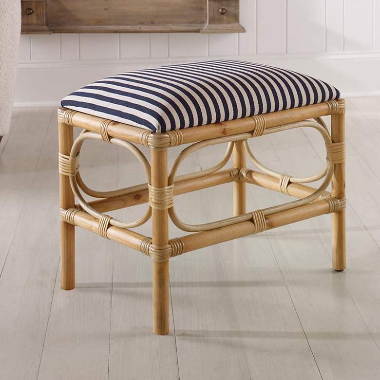 Image 1 Laguna 24" Wide Navy and White Striped Small Accent Bench