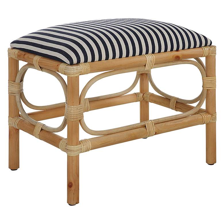 Image 3 Laguna 24" Wide Navy and White Striped Small Accent Bench more views
