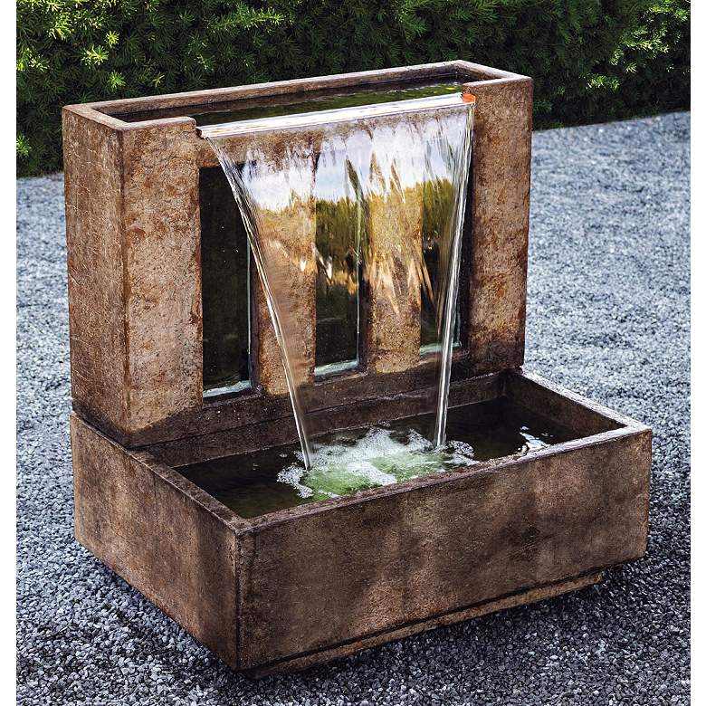 Image 1 Laguna 31"H Relic Lava LED Outdoor Waterfall Wall Fountain