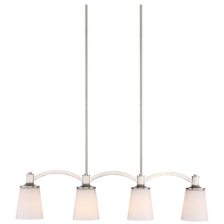 Image 1 Laguna 4 Light; Island Pendant; Brushed Nickel with White Glass