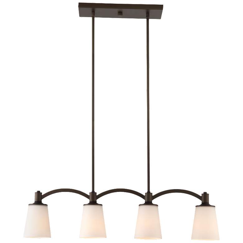 Image 1 Laguna; 4 Light; Island Pendant; Forest Bronze with White Glass