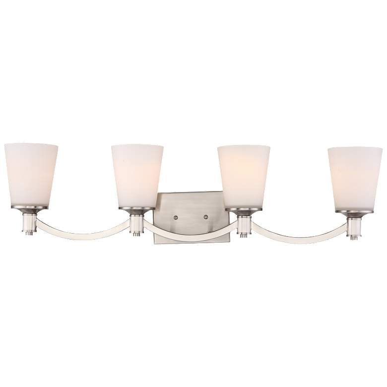 Image 1 Laguna 4 Light; Vanity; Brushed Nickel with White Glass