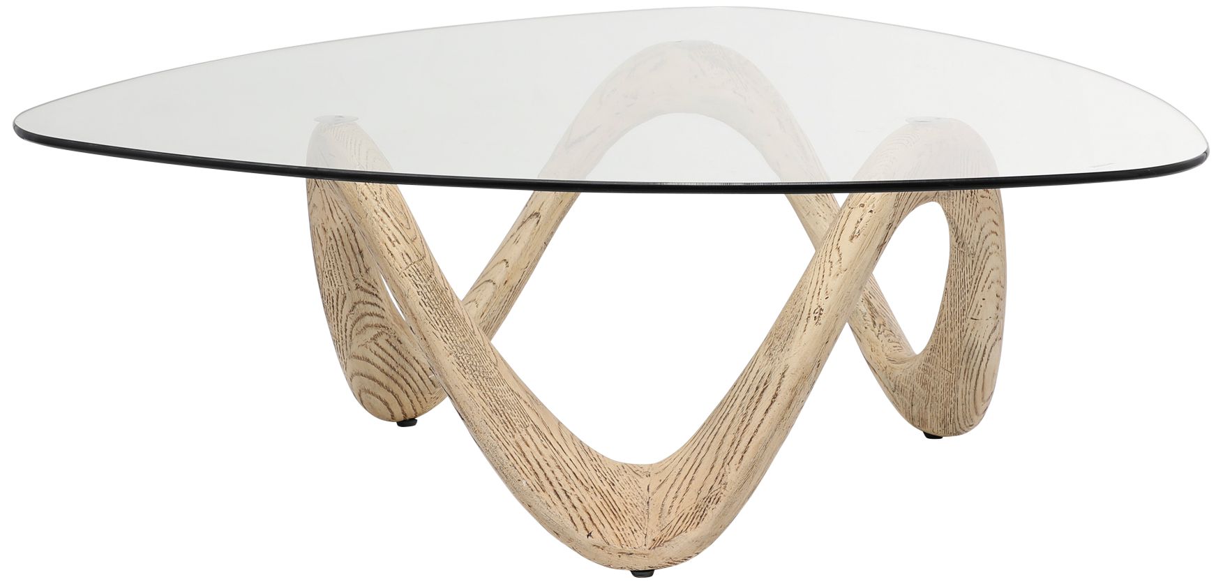 Image 2 Laguna 42" Wide Clear Glass Beige Cement Modern Coffee Table