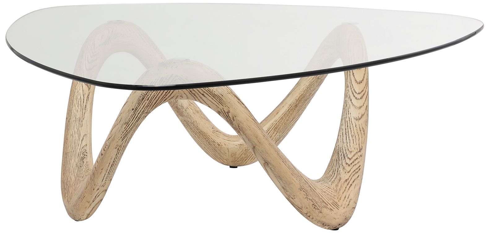 Image 5 Laguna 42" Wide Clear Glass Beige Cement Modern Coffee Table more views