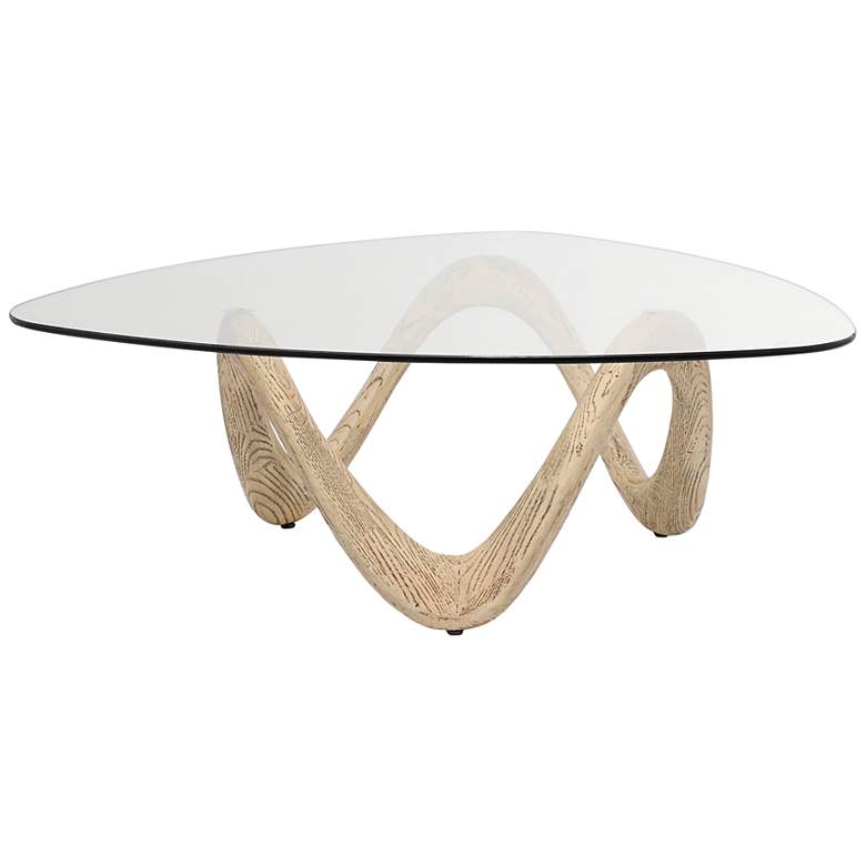 Image 2 Laguna 42"W Clear Glass Beige Cement Triangular Coffee Table