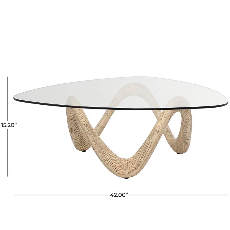 Image 6 Laguna 42"W Clear Glass Beige Cement Triangular Coffee Table more views
