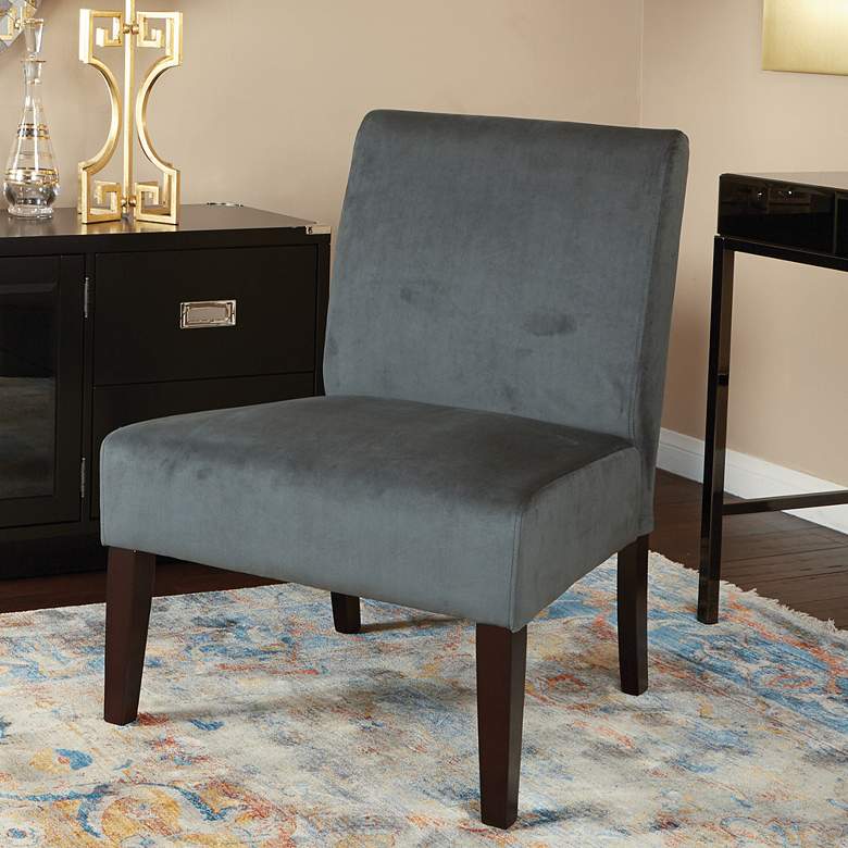 Image 1 Laguna Graphite Velvet Armless Accent Chair