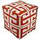 Laguna Greek Key 16" High Orange Pouf Ottoman