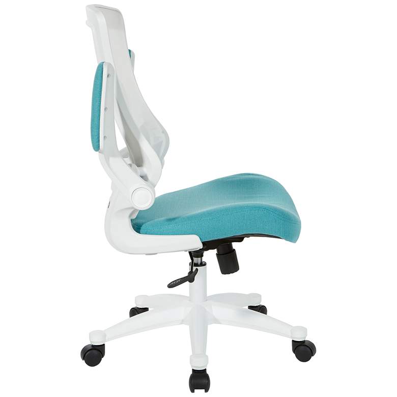 Image 7 Laguna Linen Turquoise Ventilated Swivel Manager&#39;s Chair more views