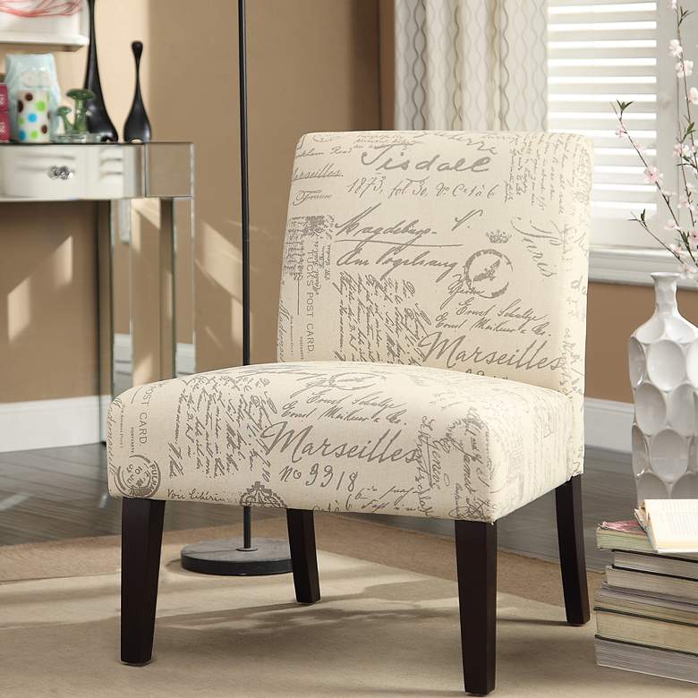 Image 1 Laguna Script Cotton Linen Armless Accent Chair