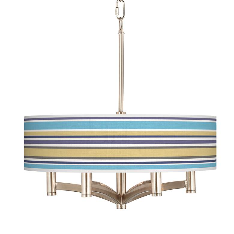 Image 1 Laguna Stripes Ava 6-Light Nickel Pendant Chandelier
