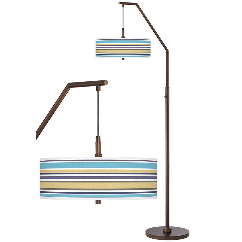 Image 1 Laguna Stripes Bronze Downbridge Arc Floor Lamp