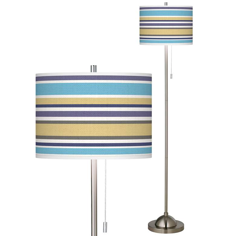 Image 1 Laguna Stripes Brushed Nickel Pull Chain Floor Lamp