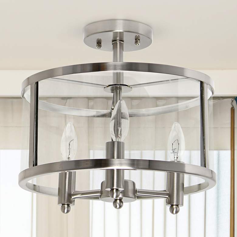 Image 1 Laia 13" Wide Brushed Nickel 3-Light Ceiling Light