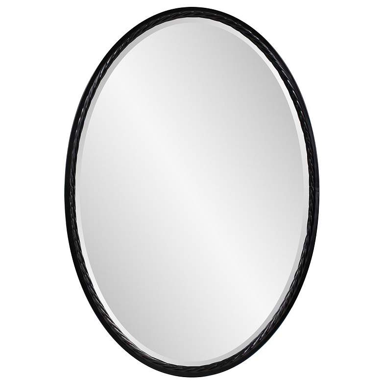 Image 1 Laid Rope Matte Black 22" x 32" Oval Wall Mirror
